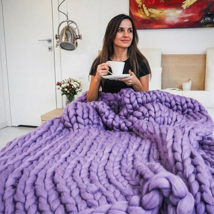 Plaid SOVEN Violet – 100 % Coton à Grosse Maille
