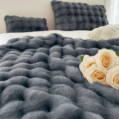 Plaid NUVÉA Anthracite – Fausse Fourrure Moelleuse Double Face