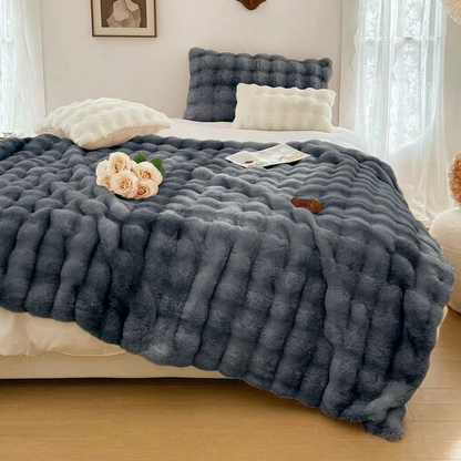 Plaid NUVÉA Anthracite – Fausse Fourrure Moelleuse Double Face
