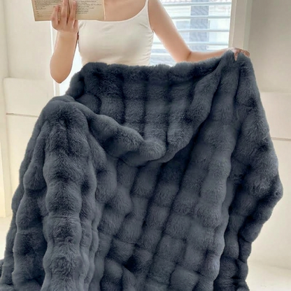 Plaid NUVÉA Anthracite – Fausse Fourrure Moelleuse Double Face