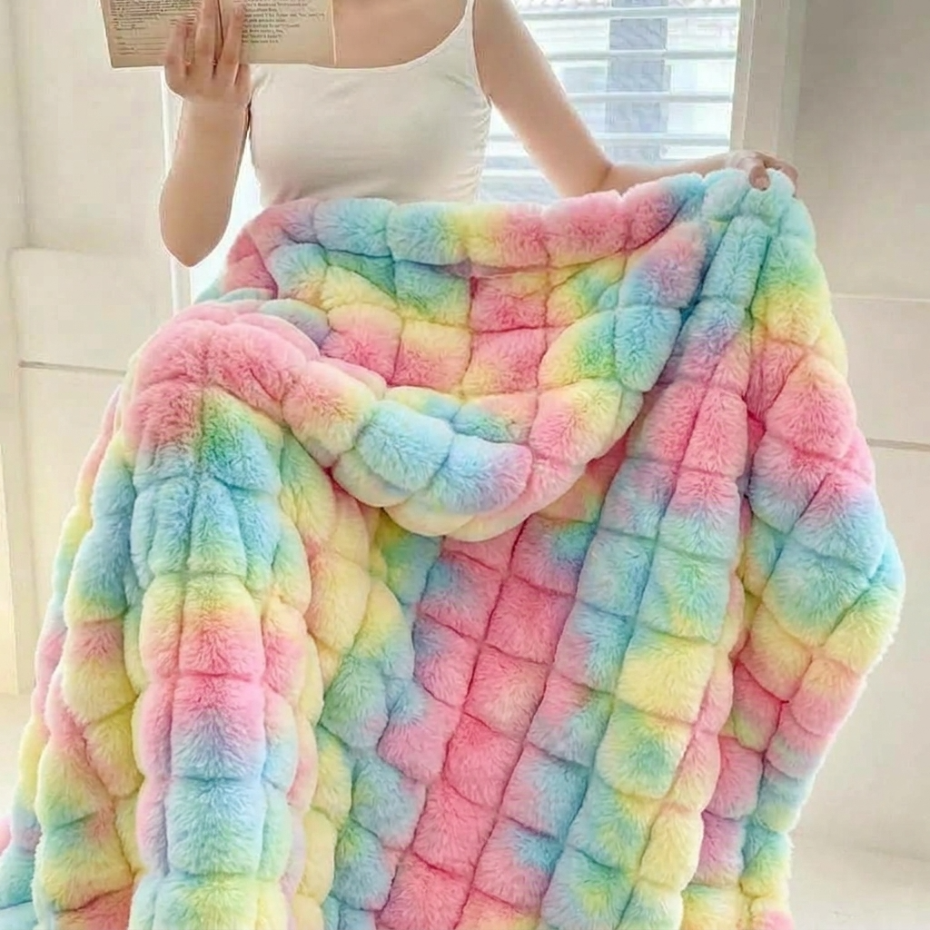Plaid NUVÉA Pastel – Fausse Fourrure Moelleuse Double Face