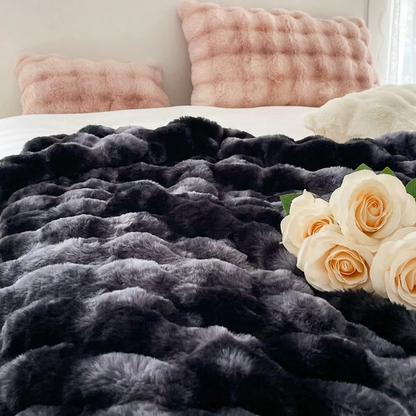 Plaid NUVÉA Fumé – Fausse Fourrure Moelleuse Double Face