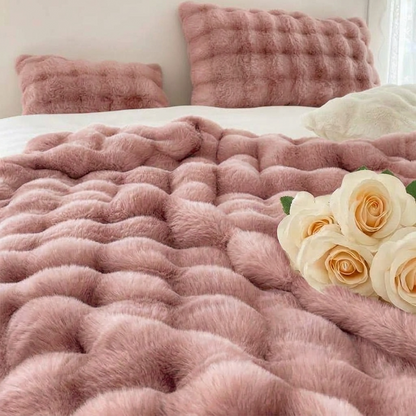 Plaid NUVÉA Rose – Fausse Fourrure Moelleuse Double Face