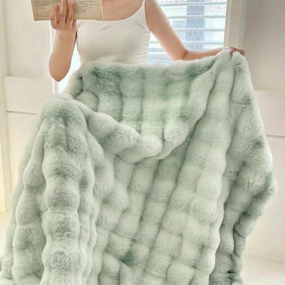 Plaid NUVÉA Menthe – Fausse Fourrure Moelleuse Double Face