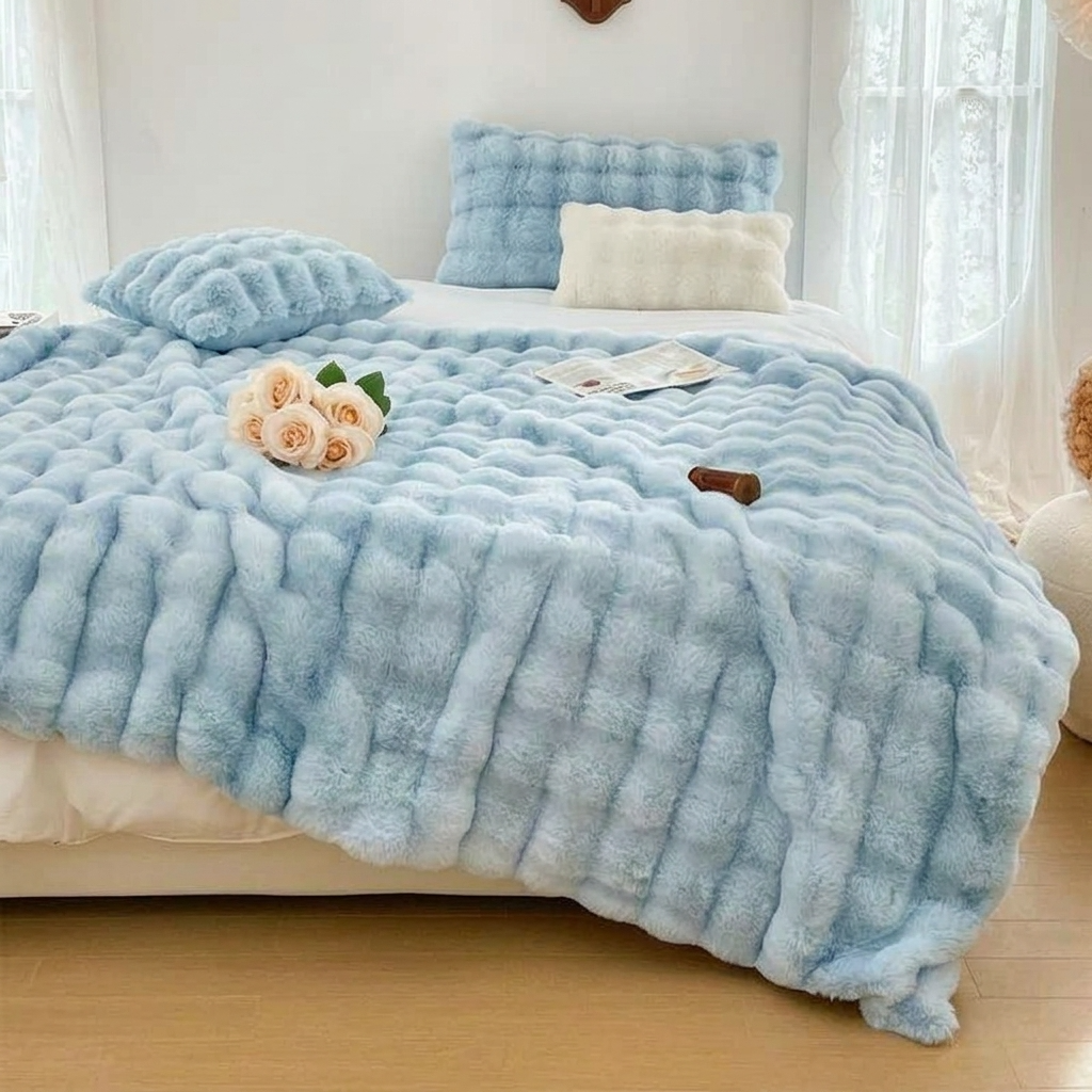 Plaid NUVÉA Ciel – Fausse Fourrure Moelleuse Double Face