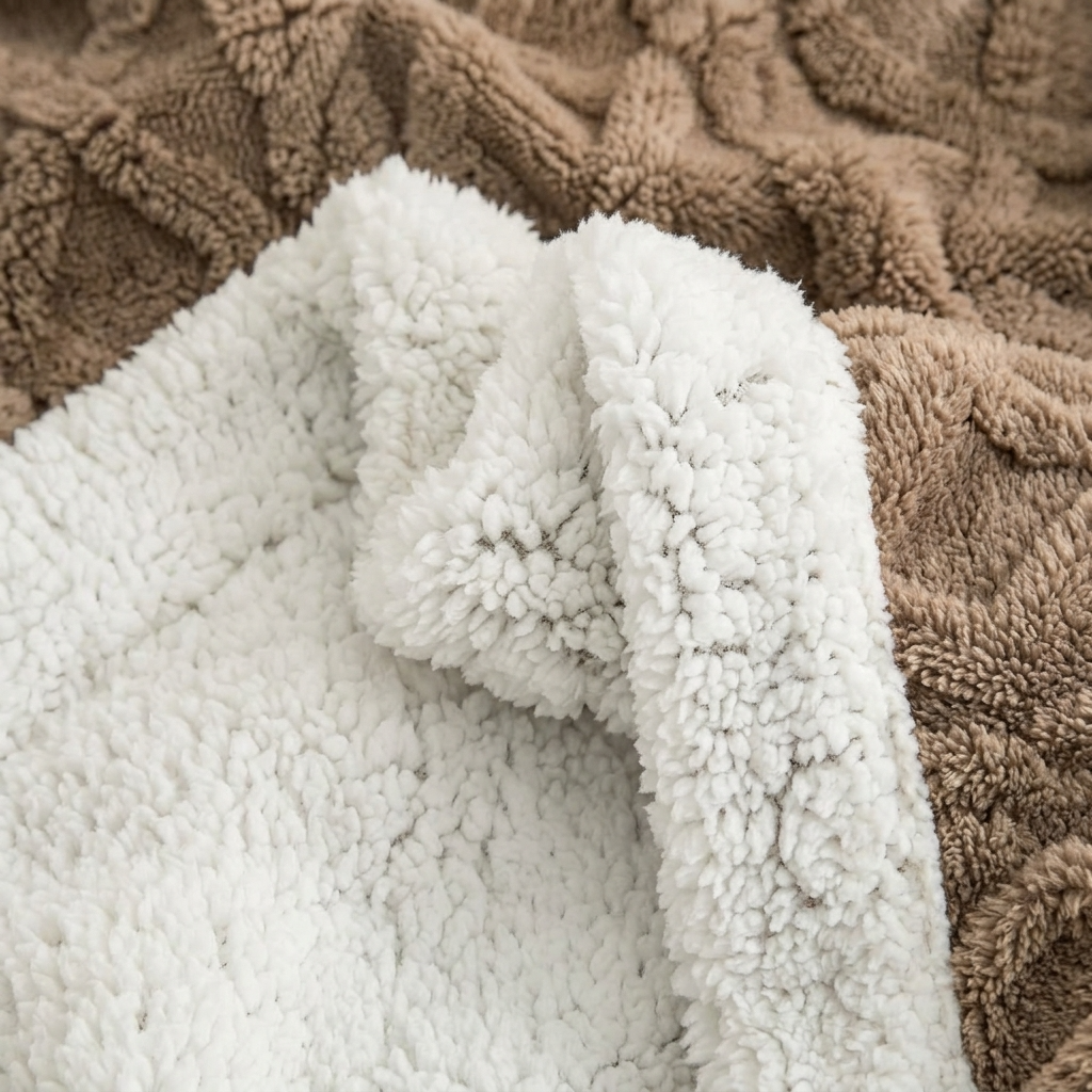 Plaid OSLO Marron – Polaire Sherpa à Motifs Géométriques