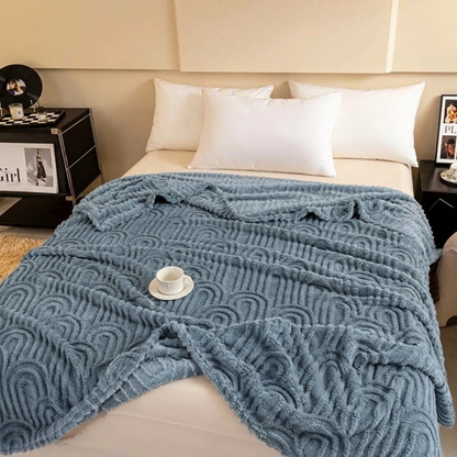 Plaid MILO Bleu – Polaire Douce à Motif Jacquard en Relief
