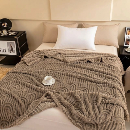 Plaid MILO Marron – Polaire Douce à Motif Jacquard en Relief